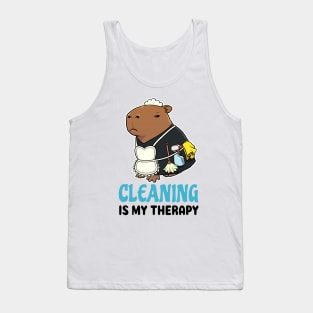 Cleaning is my therapy Capybara Tank Top